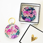 Blank Round Floral Keychains