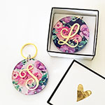 Floral Monogram Keychains