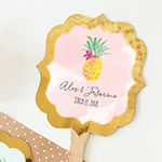 Personalized Tropical Beach Gold Paddle Fans