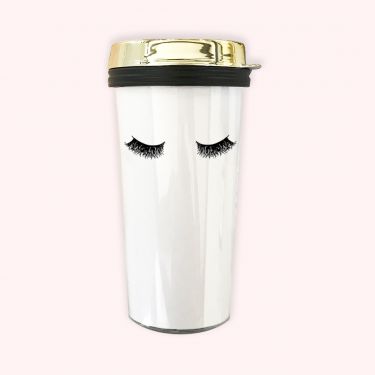 Eyelash Travel Coffee Tumblers - Gold Lid