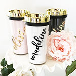 Personalized Travel Tumblers - Gold Lid