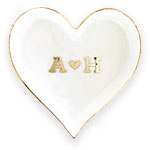 Couple Monogram Heart Shaped Ring Dish