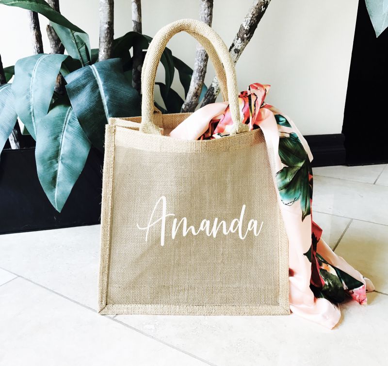 Wholesale Wedding Favors Party Favors by Event Blossom Personalized Burlap Tote Bag