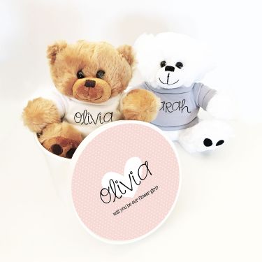 Personalised Wedding Teddy Bear FLOWER GIRL BRIDESMAID GIFT & GIFT BAG 
