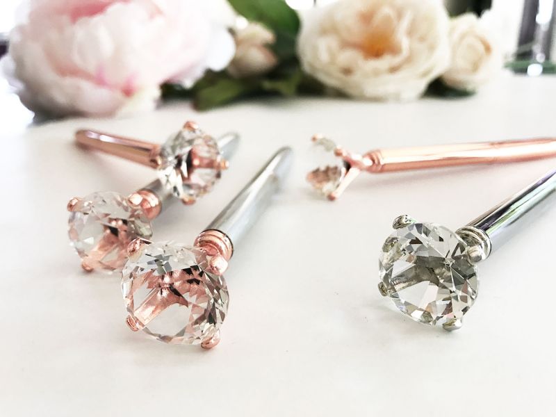 DIAMOND PENS Crystal Diamond Gem Pen Wedding Guest Book Pen Planner  Supplies Bridesmaid Proposal Box Gift for Her Party Favors 