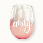 Event Blossom Personalizable Rose-Gold-Dipped Stemless Wine Glass