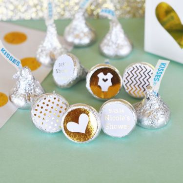 Personalized Metallic Foil Hershey's&reg; Kisses Labels Trio (set of 108) - Baby