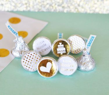 Personalized Metallic Foil Hershey's&reg; Kisses Labels Trio (set of 108) - Wedding