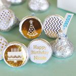 Personalized Metallic Foil Hershey's Kisses Labels Trio (Set of 108) - Birthday