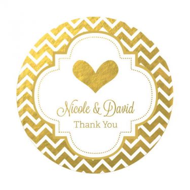 Personalized Metallic Foil Round Favor Labels - Wedding
