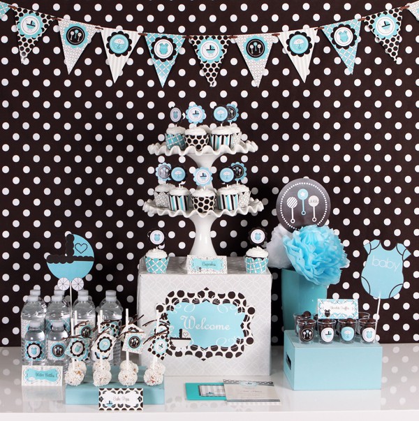 blue baby shower mod party kit