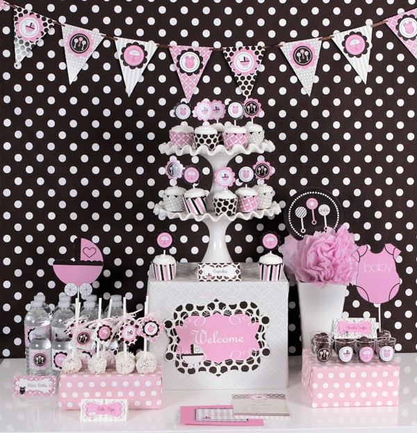 pink baby mod party kit